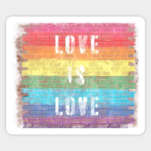 LGBTQ+ Pride Love is Love Brick Wall Design Sticker